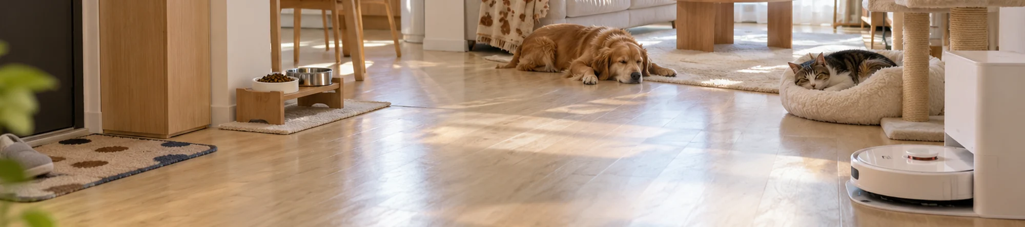 Illustration: Robot Vacuum & Mop Floor Cleaning Solution for Pet Homes application scene banner